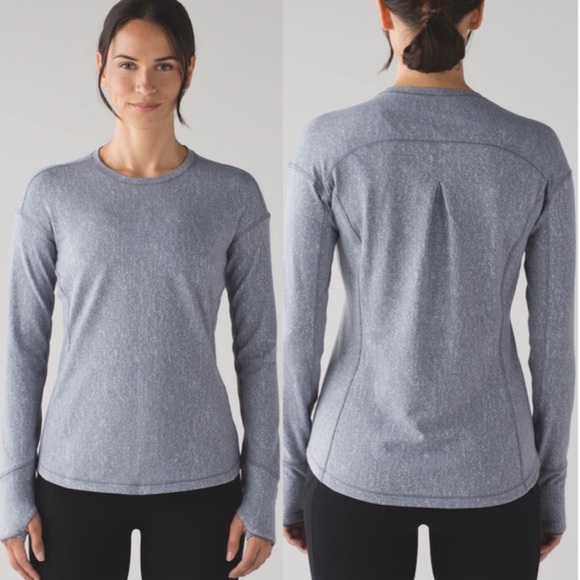 Lululemon Outrun Long Sleeve Running Luon Suited Jacquard Arctic Grey Size 6